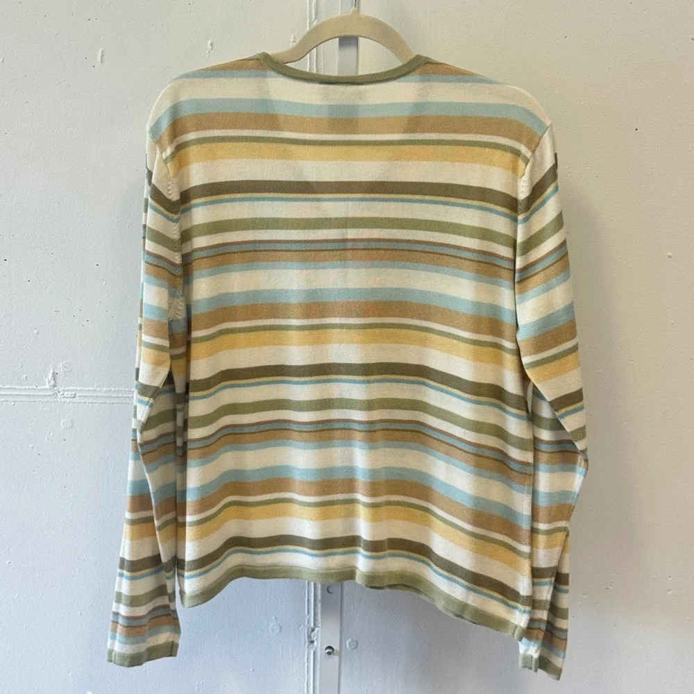 Vintage Talbot Set Striped Pastel Cardigan T-shirt 2 Piece Matching Set Neutral